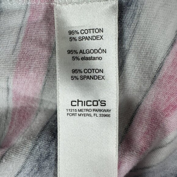 Chicos Weekends Top Womens Medium Stripe Cotton Stretch Tee Short Sleeve Pullove - Picture 6 of 8